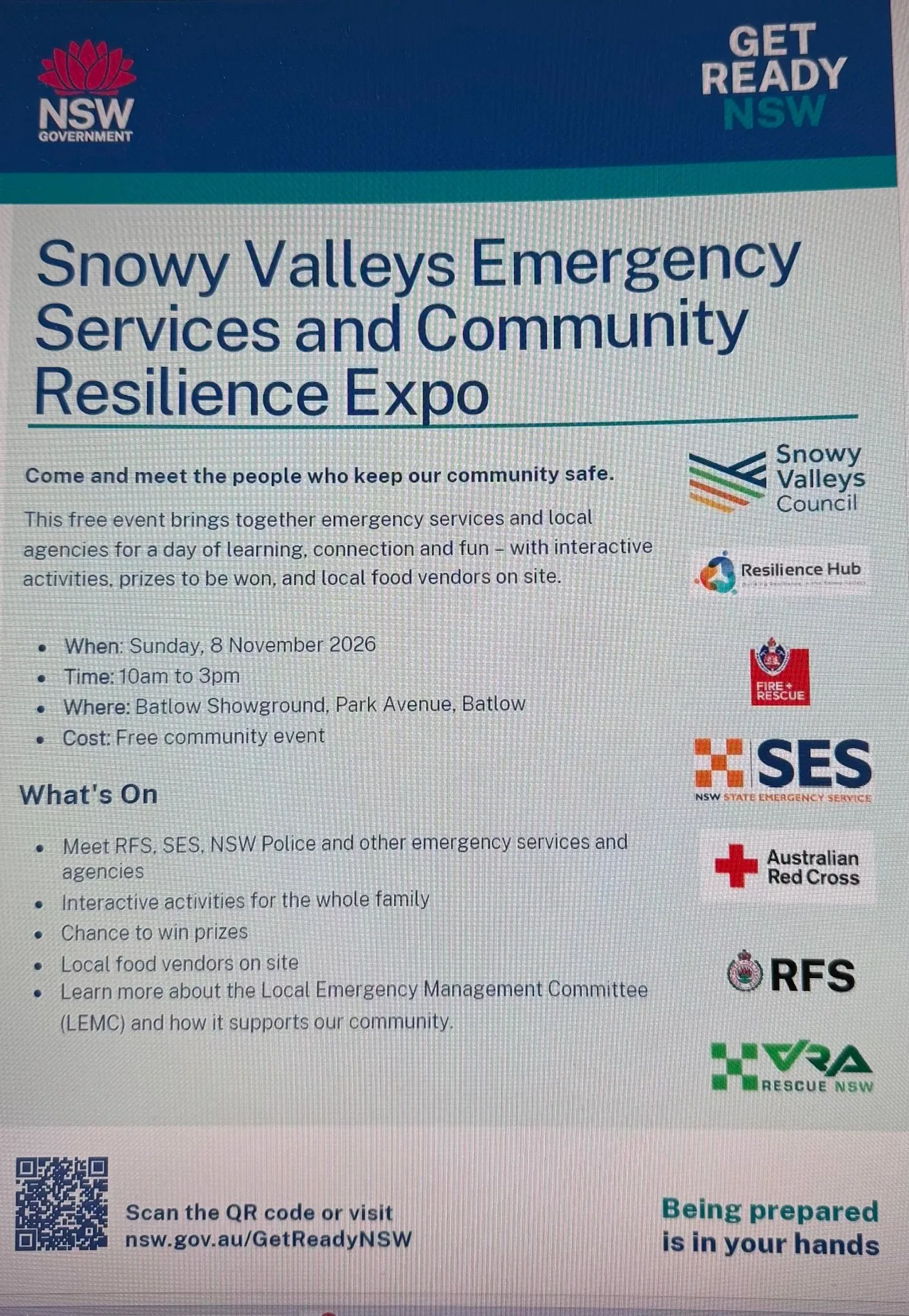 Community event flyer with text and logos