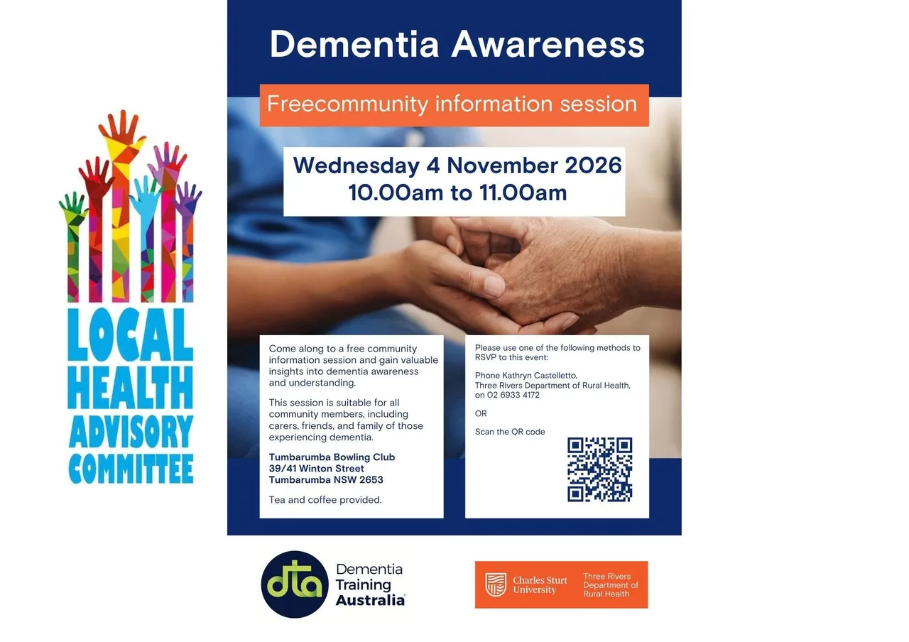 Dementia Awareness flyer with two hands shaking