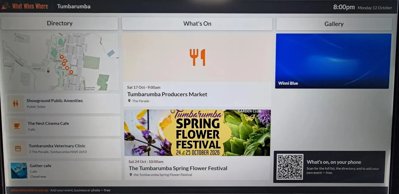 Community noticeboard with directory, events and gallery